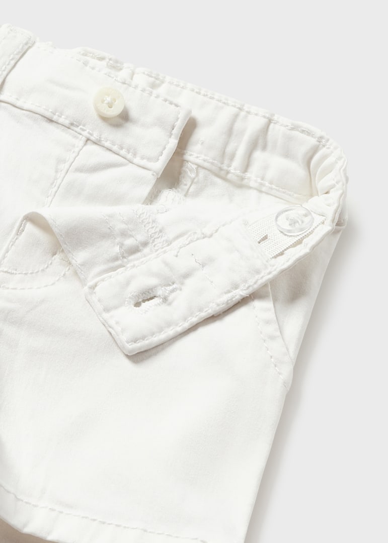 Newborn White Twill Basic Shorts