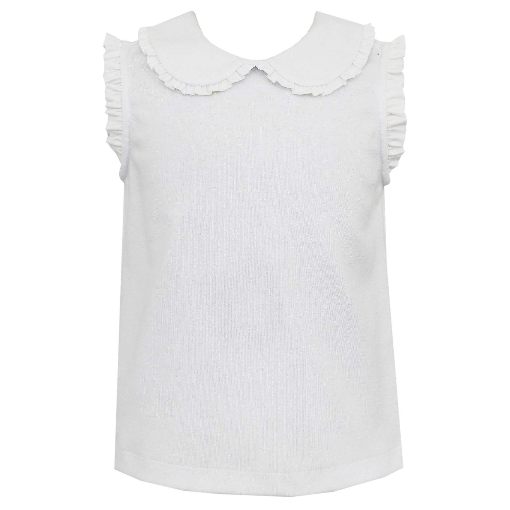 White Knit Blouse With Ruffles