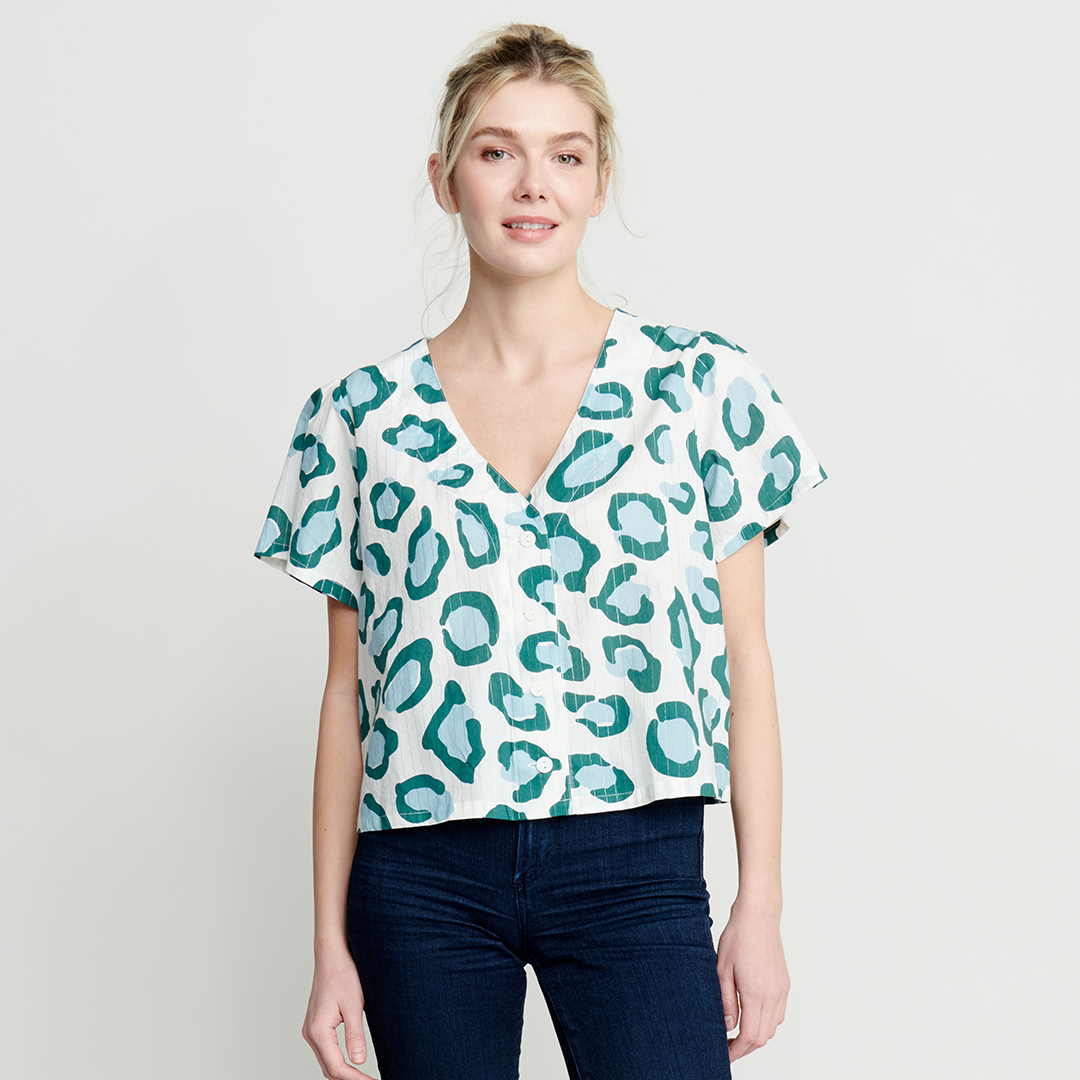 Pine Blue Oversized Leopard Ember Top