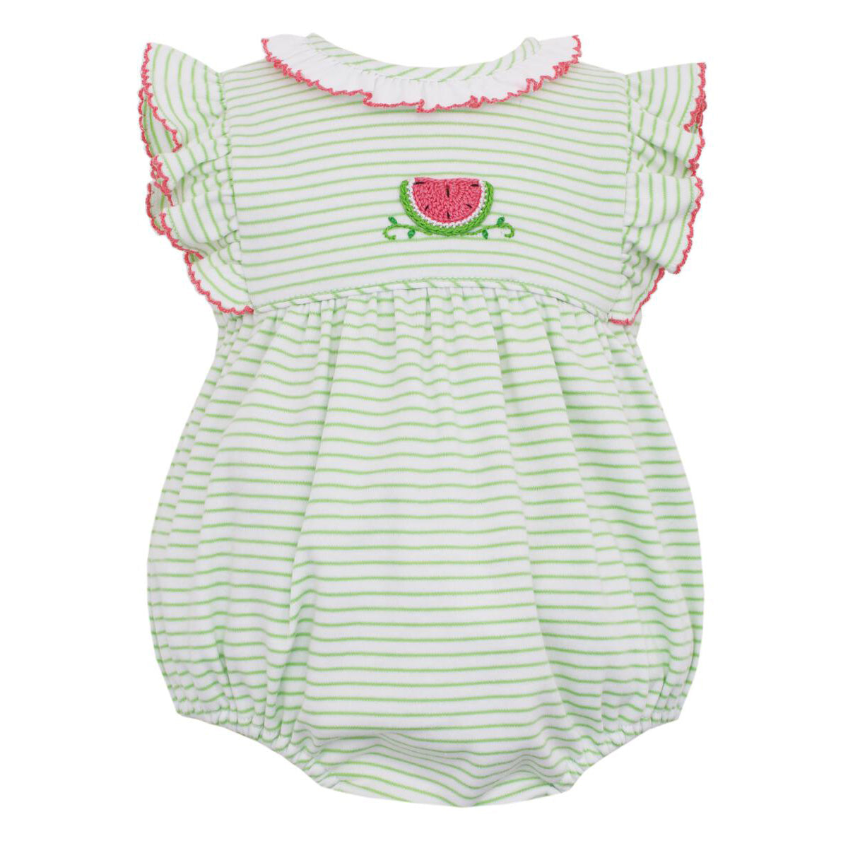 Green and White Stripe Knit Girls' Bubble