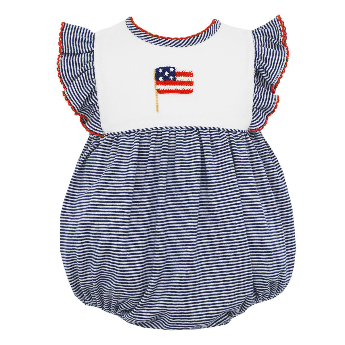 Patriotic Navy and White Stripe Girls Bubble