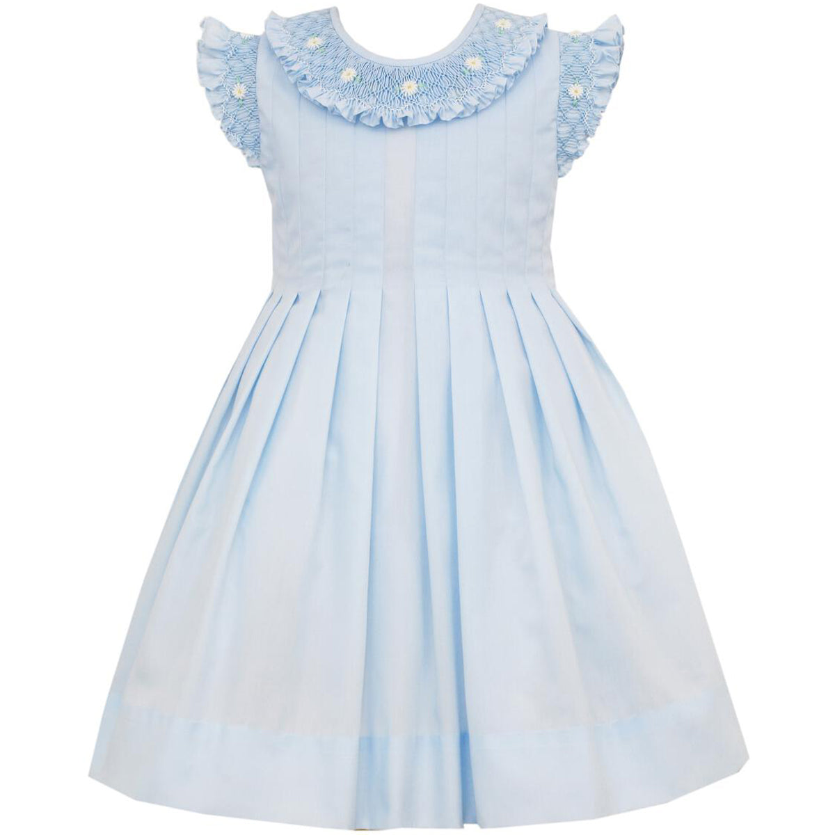 Light Blue Pleated Daisy Batiste Dress