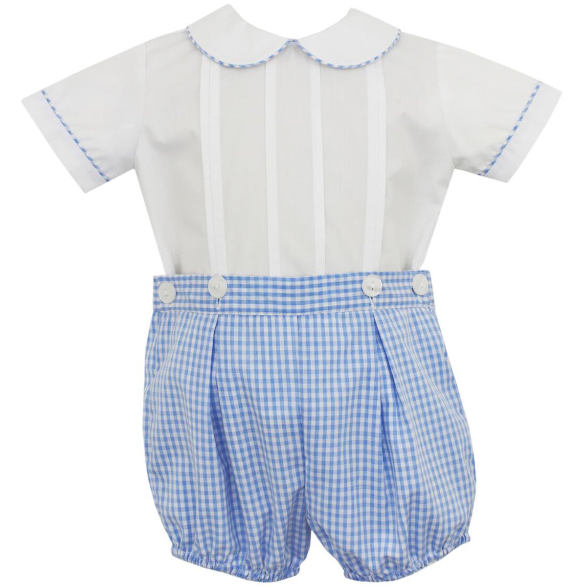 Blue Gingham Short Set W/ White Shirt