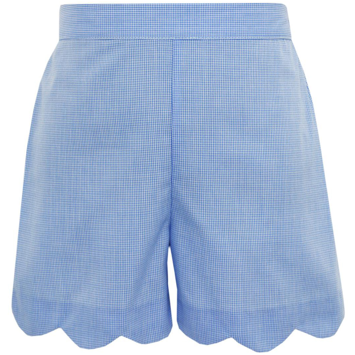 Girls Blue Microcheck Scalloped Shorts - Cinderella
