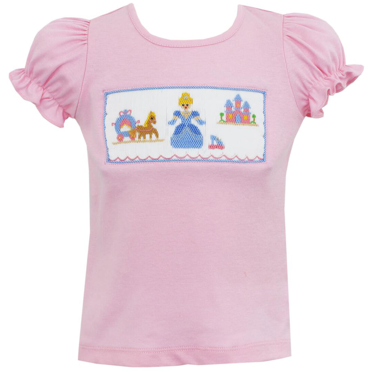 Girls Pink Knit Short Sleeve T-Shirt - Cinderella
