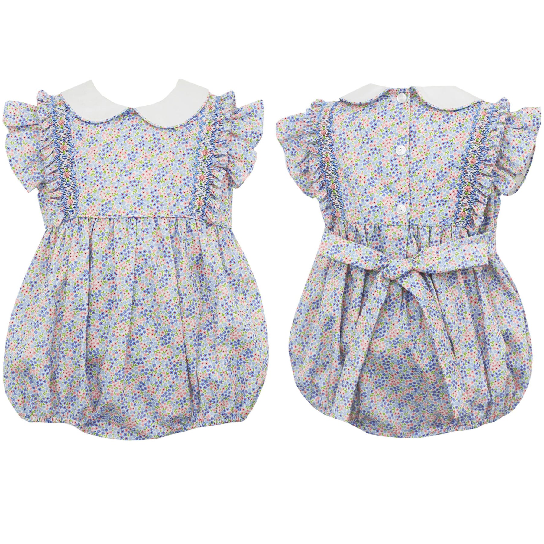Pink & Blue Liberty Floral Smocked Bubble