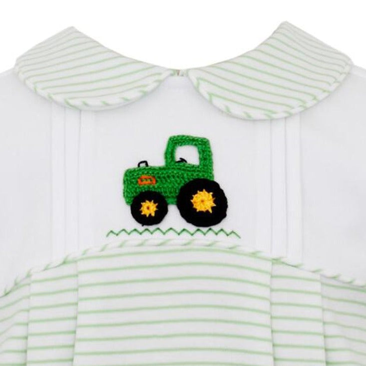 Green & White Stripe Knit Boy Bubble