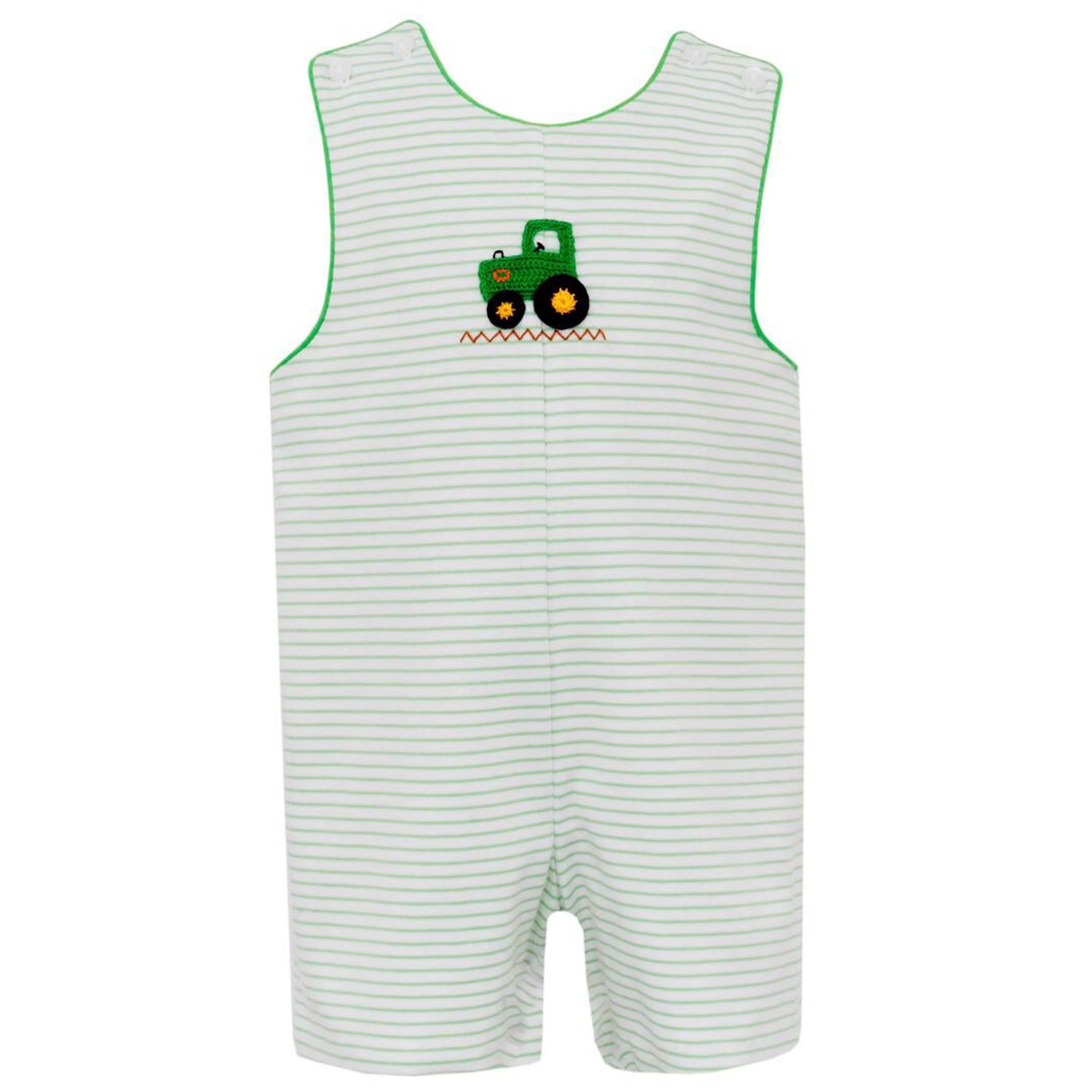 Green & White Stripe Knit Boys' Short John John