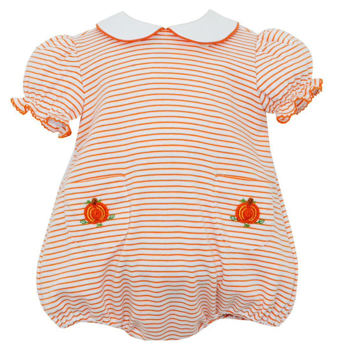Orange & White Stripe Knit Pumpkin - Girls' Bubble