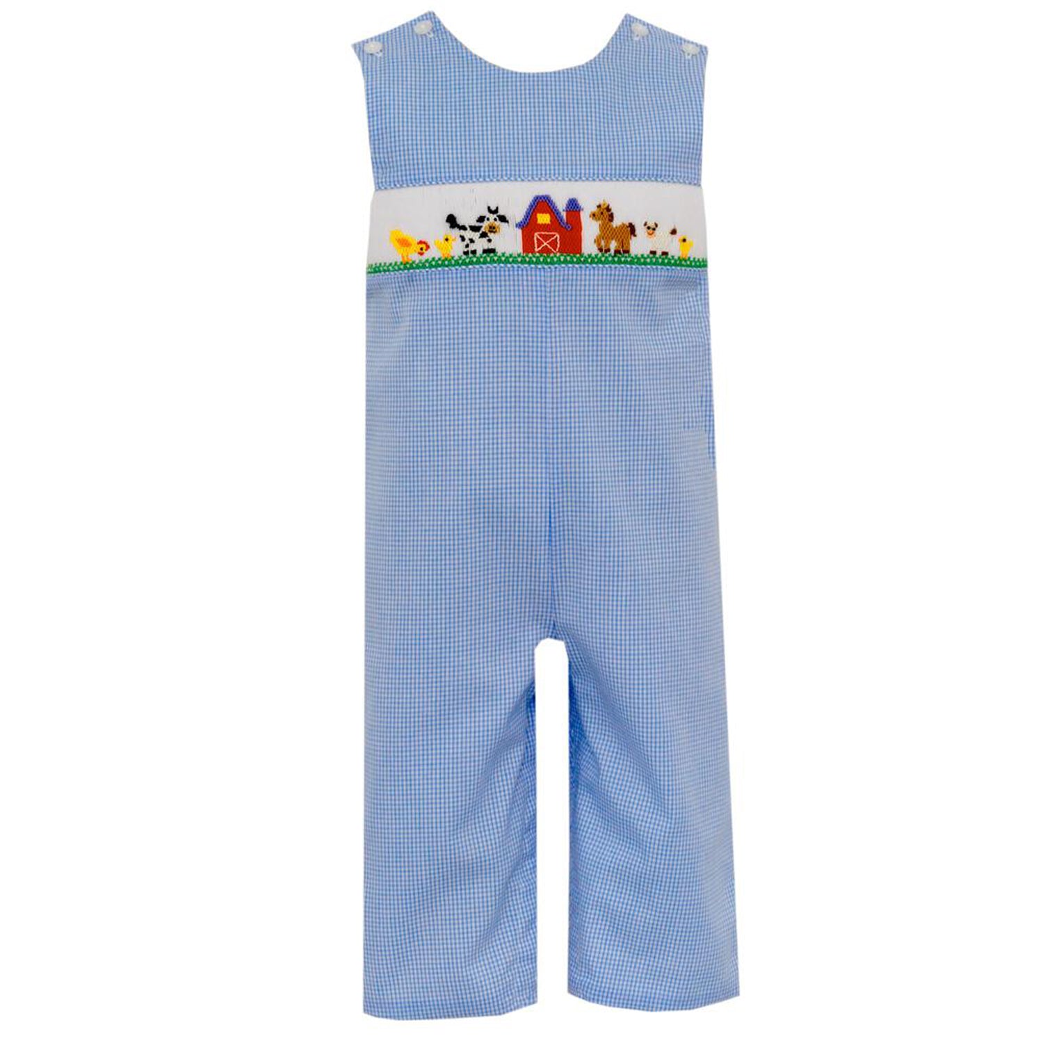 Light Blue Check Farm Boys' Long John John