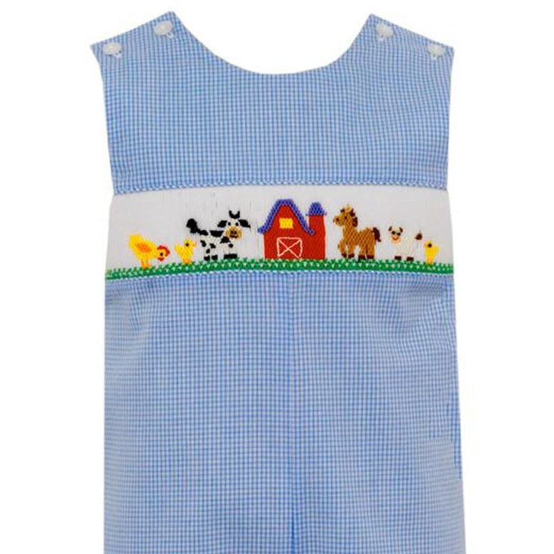 Light Blue Check Farm Boys' Long John John