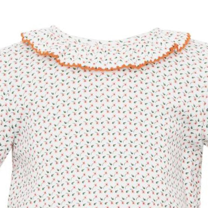 Orange Floral Print Knit Top w/ Solid Orange Knit Bloomers