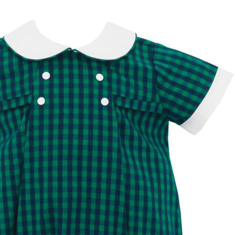 Green & Navy Gingham Short Sleeve Short Bubble