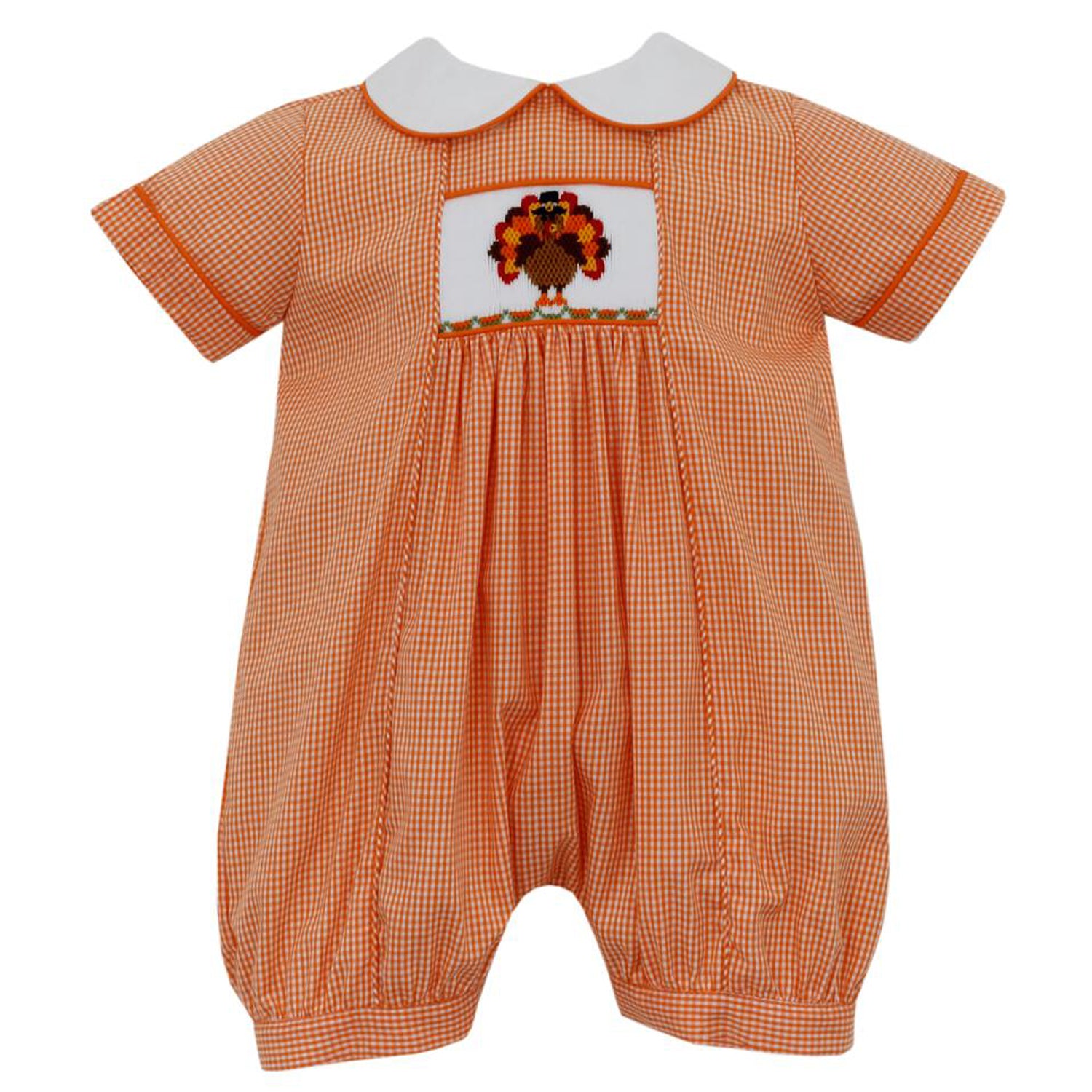 Orange Gingham Boys' Short Romper