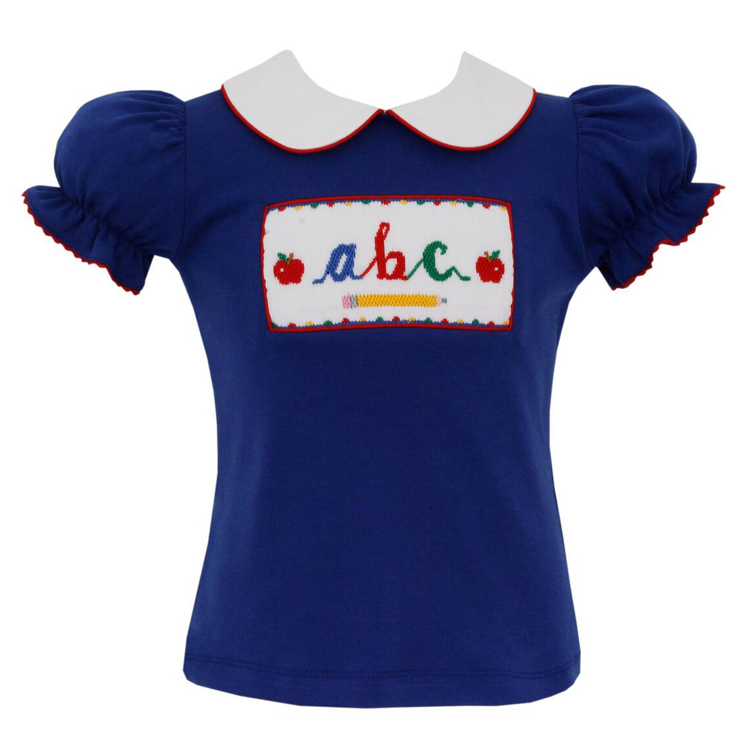 Solid Royal Blue Knit ABC's Girls Short Sleeve T-Shirt