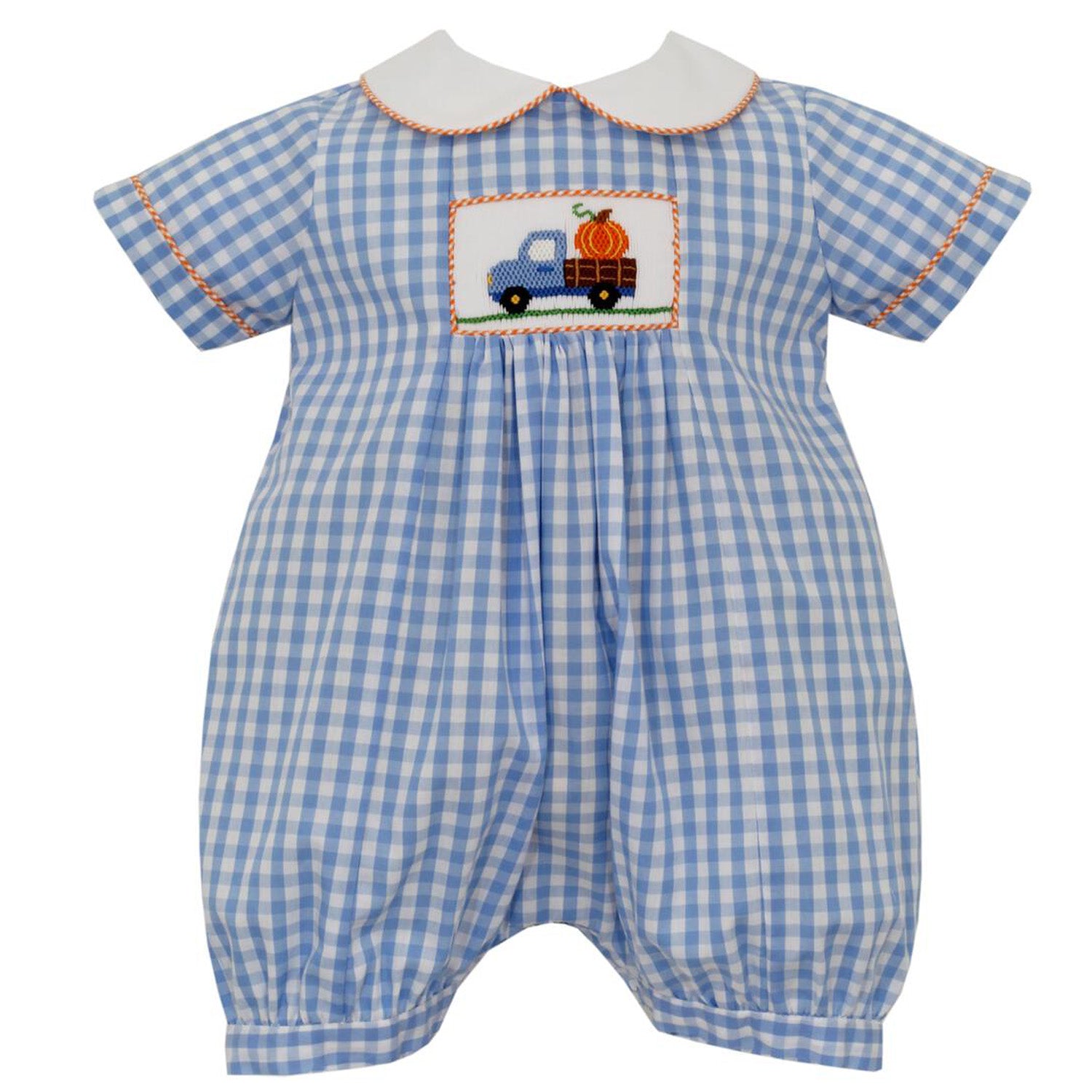 Blue Gingham Boys' Pumpkin Short Romper