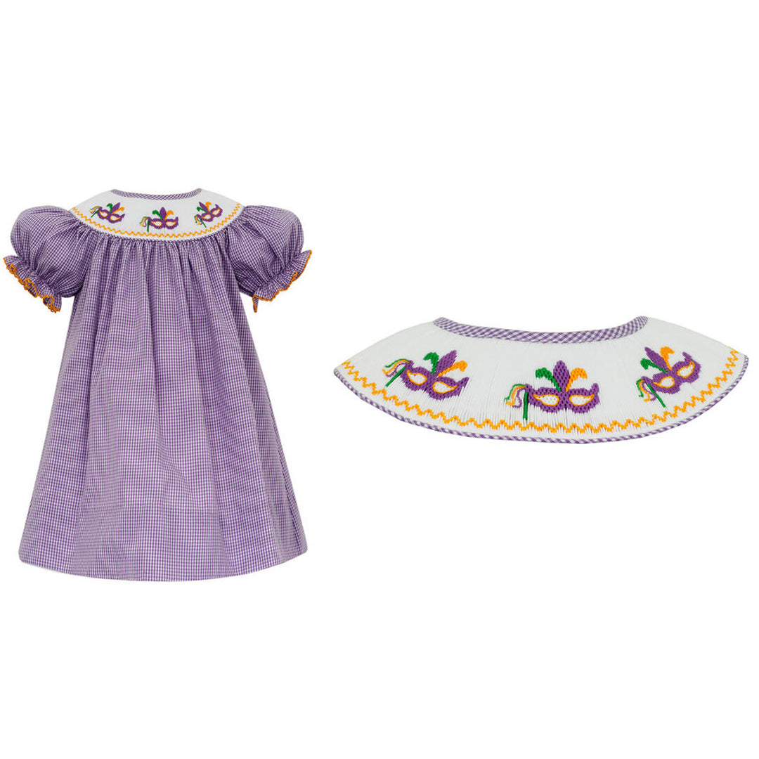 Mardi Gras Purple Gingham Short Sleeve Bishop