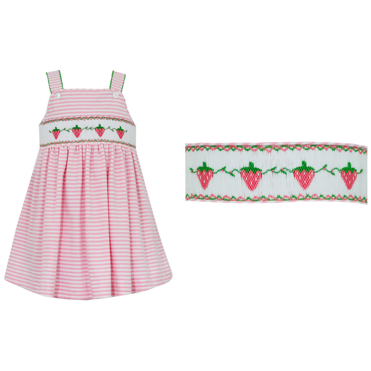 Pink Stripe Knit Smocked Strawberry Sundress
