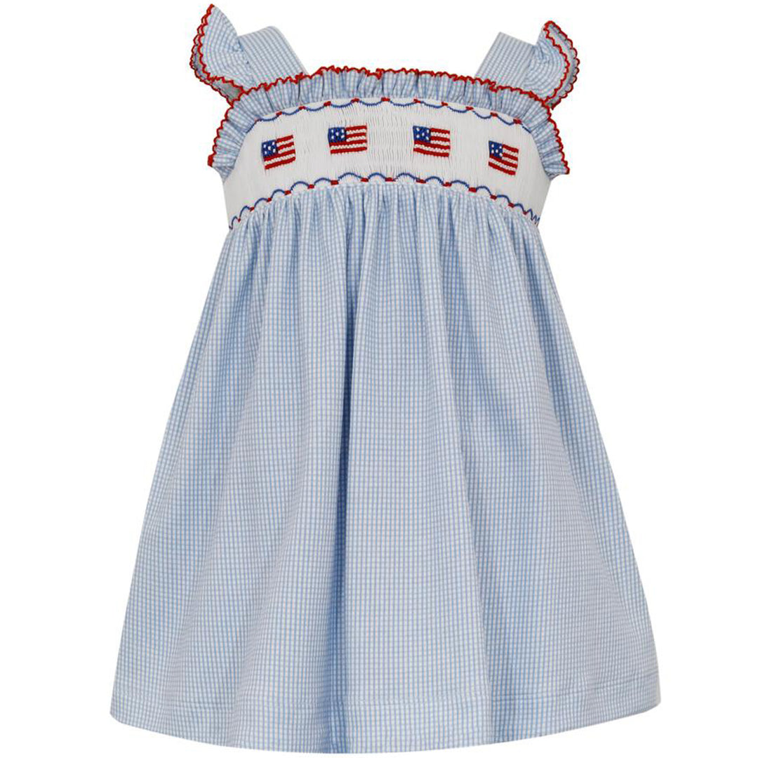 Blue Check Petit Flags Knit Sundress