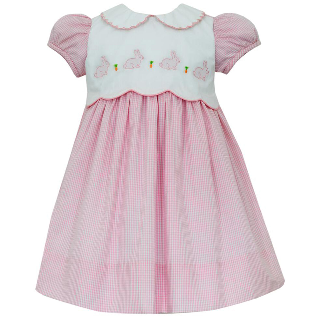 Bunnies Pink Gingham Dress w/ White Bodice