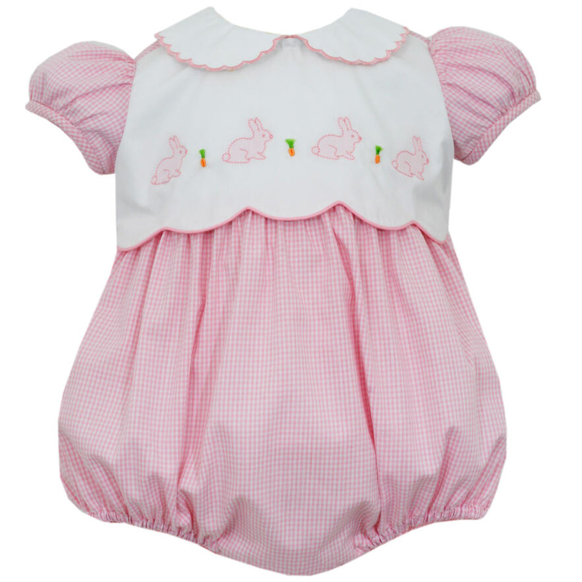 Bunnies Pink Gingham Bubble w/ White Bodice