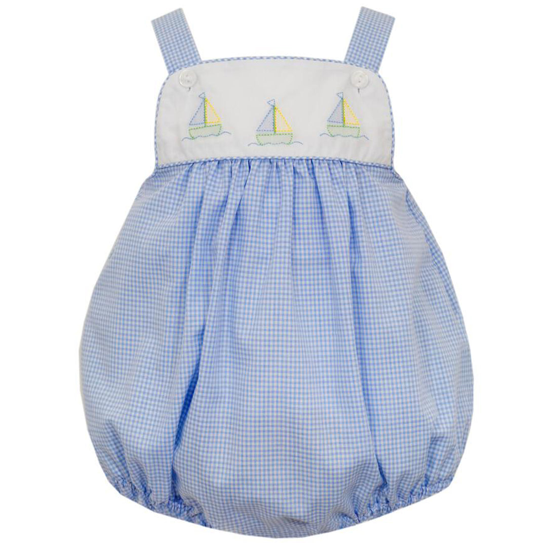 Blue Gingham Sailboats Sun Bubble