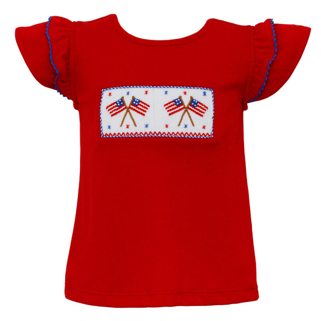 Girls Red Knit Flag Blouse