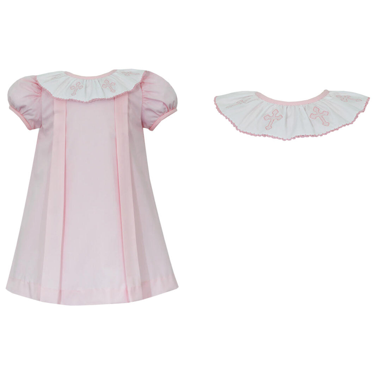 Crosses Pink Poplin w/ White Ruffle Collar Dress