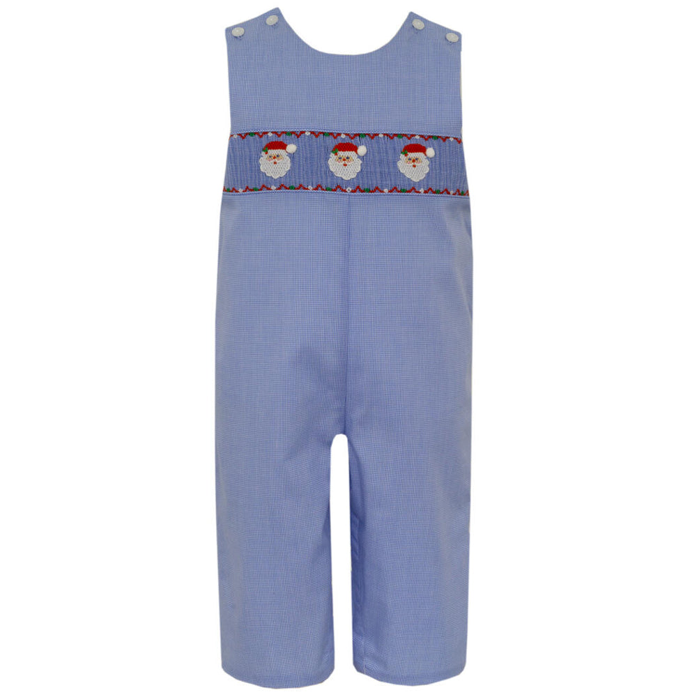 Blue Microcheck Santa Long John John
