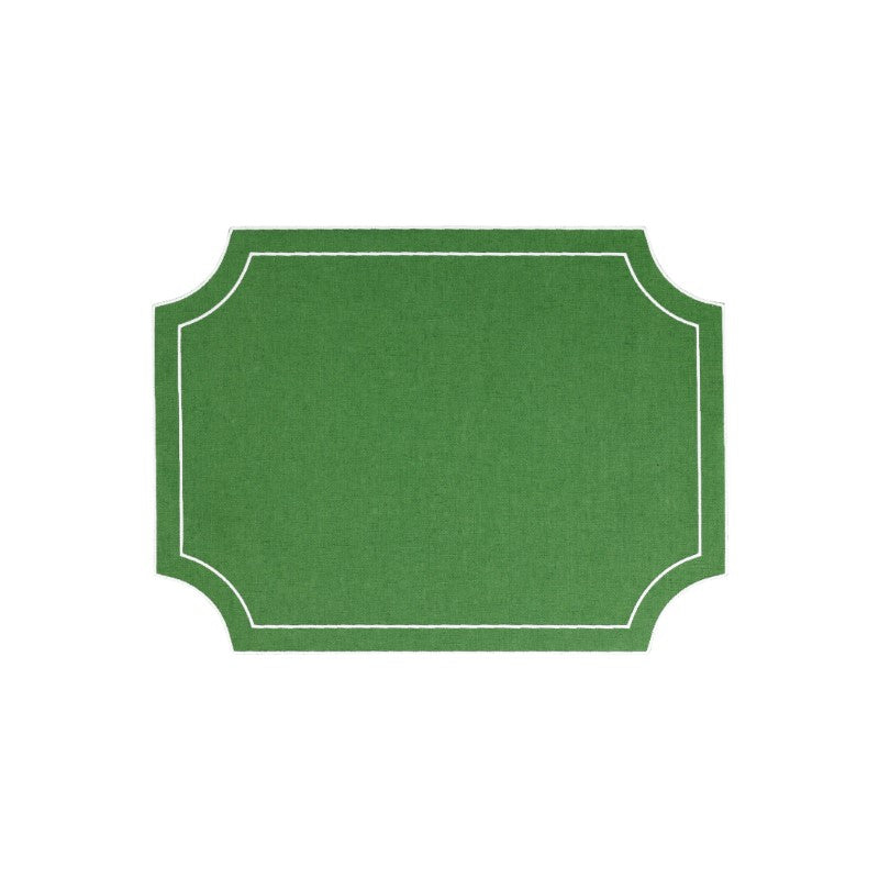 Tessuti Sage Green Rectangular Placemats w/ White Stitching - Set of 4