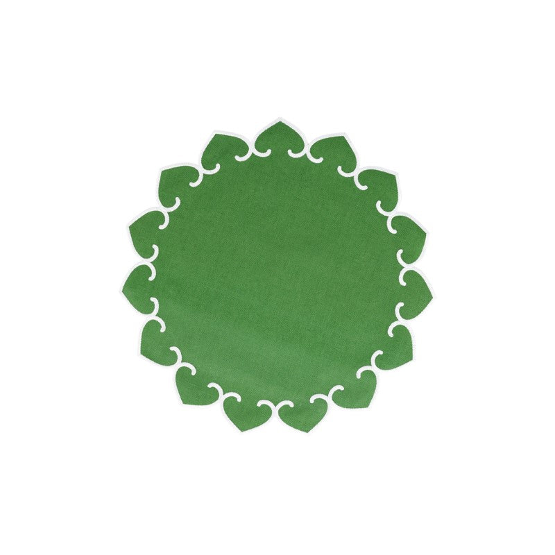 Tessuti Sage Green Round Placemats w/ White Stitching - Set of 4