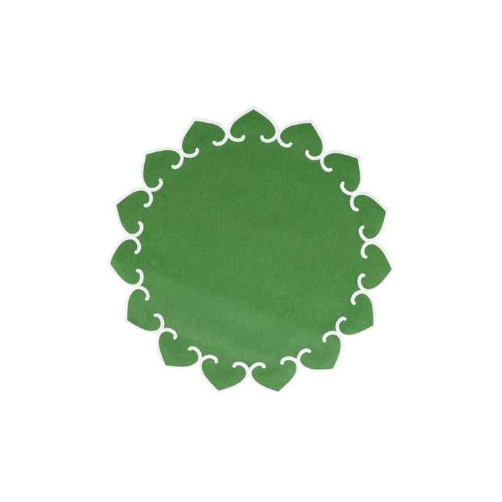Tessuti Sage Green Round Placemats w/ White Stitching - Set of 4