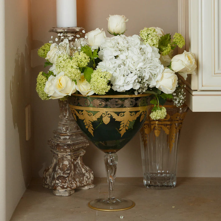Vetro Platinum/Gold Tall Footed Compote