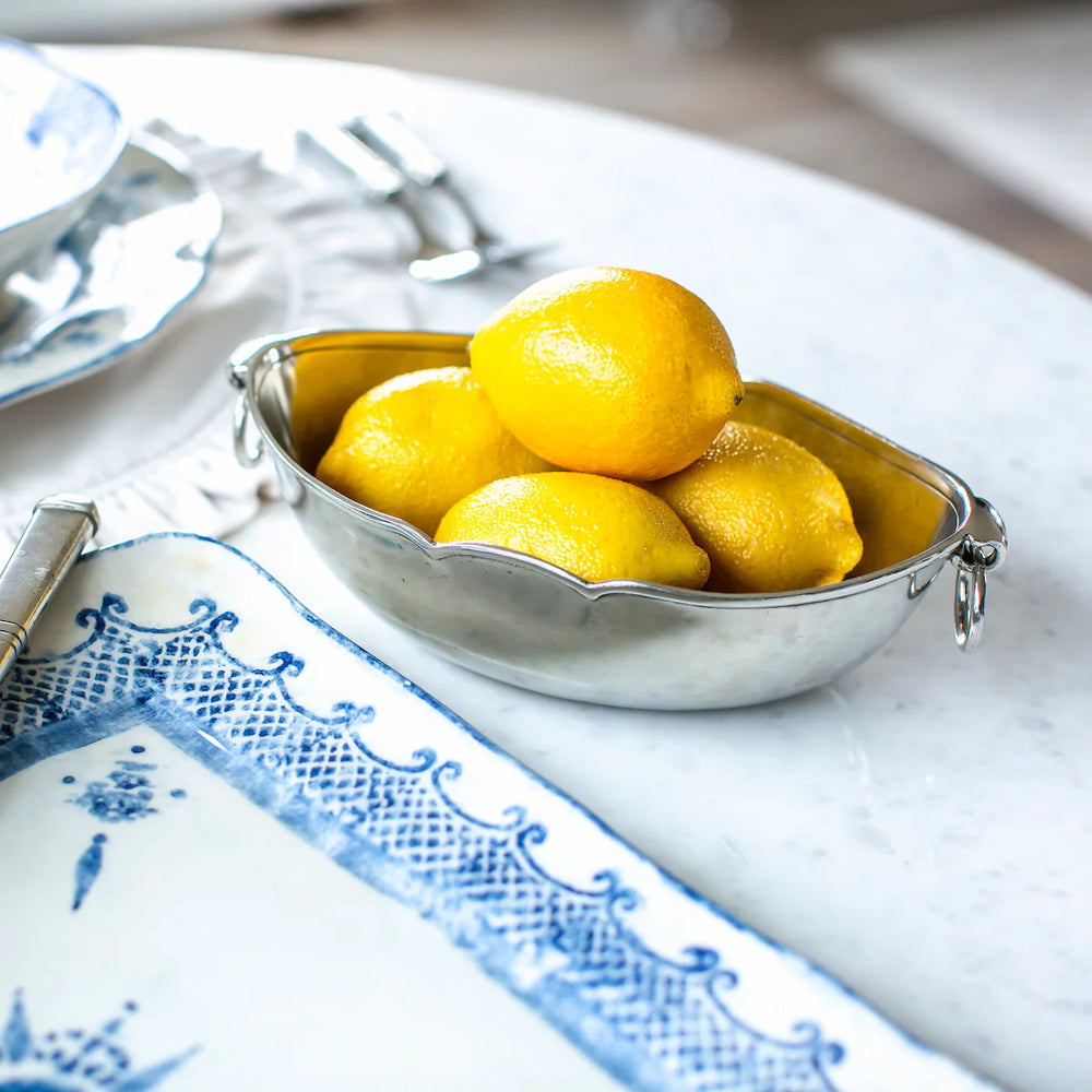 Peltro Oval Bowl with Ring Handles