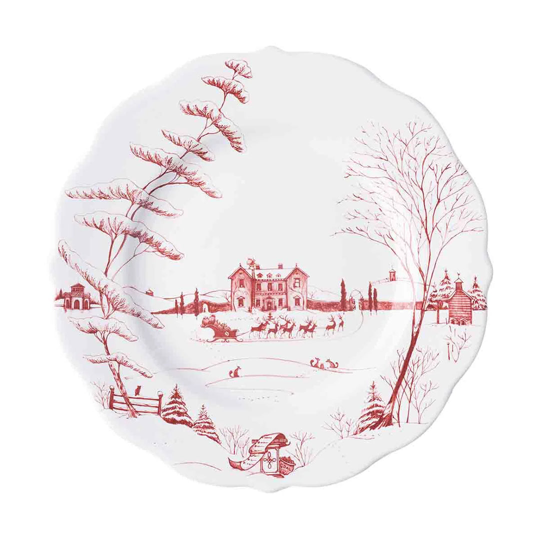Country Estate Winter Frolic Dinner Plate - Ruby