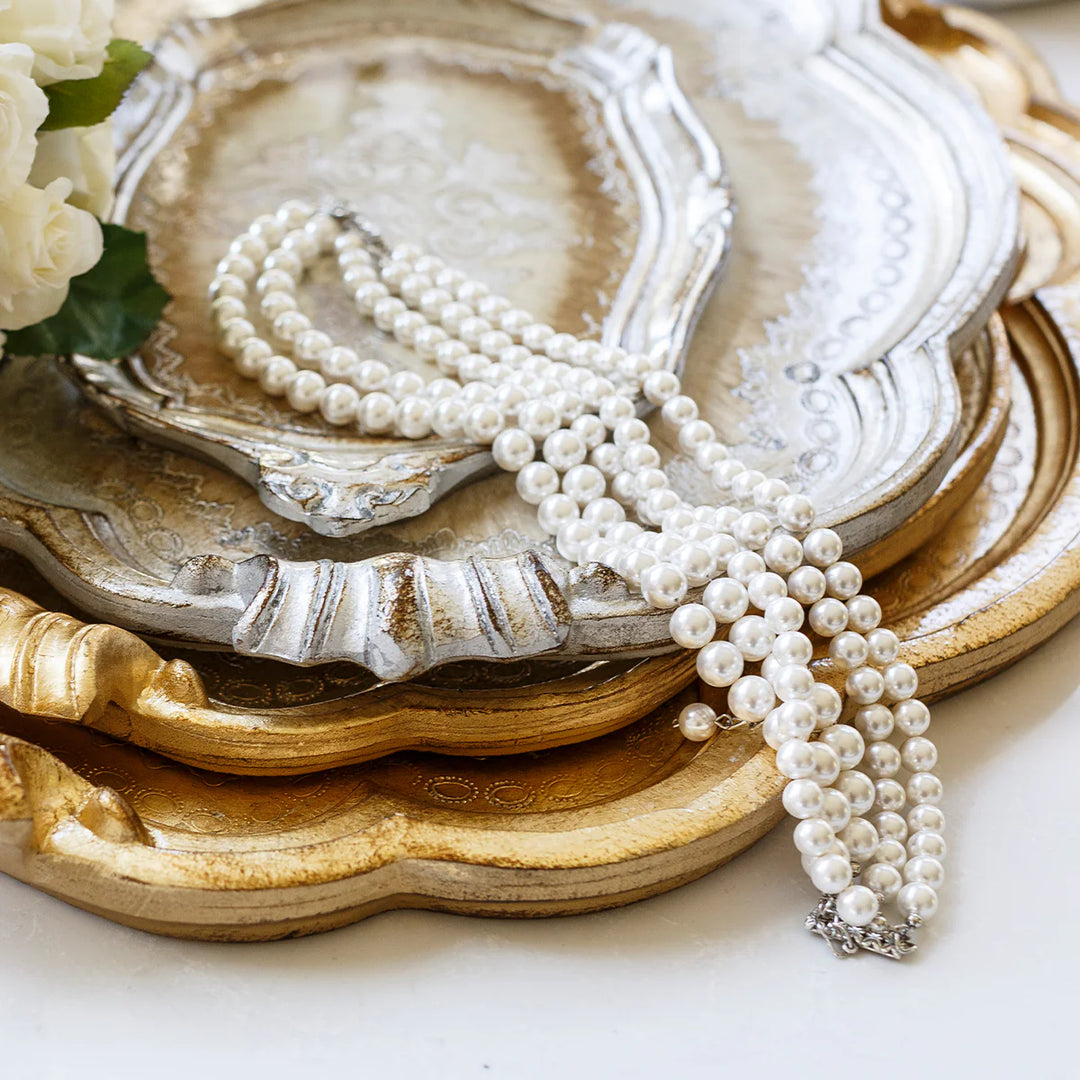 Florentino Wooden Tray Antique Silver/Gold