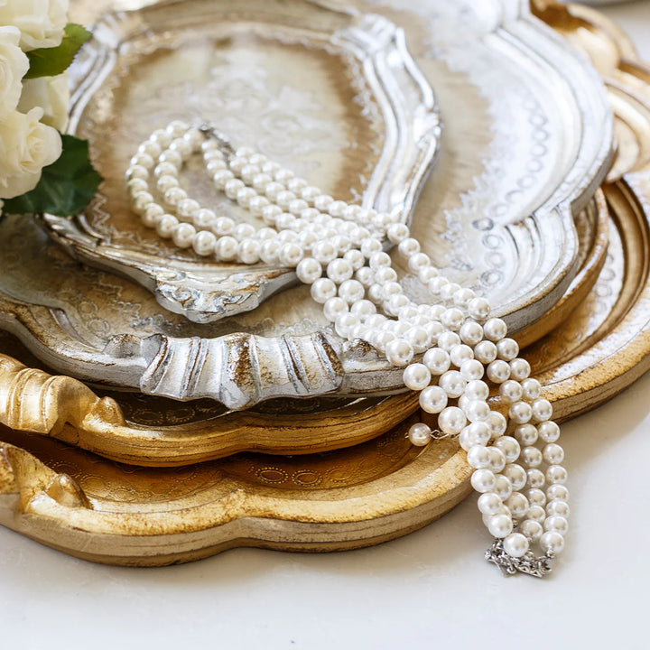 Florentino Wooden Tray Antique Silver/Gold