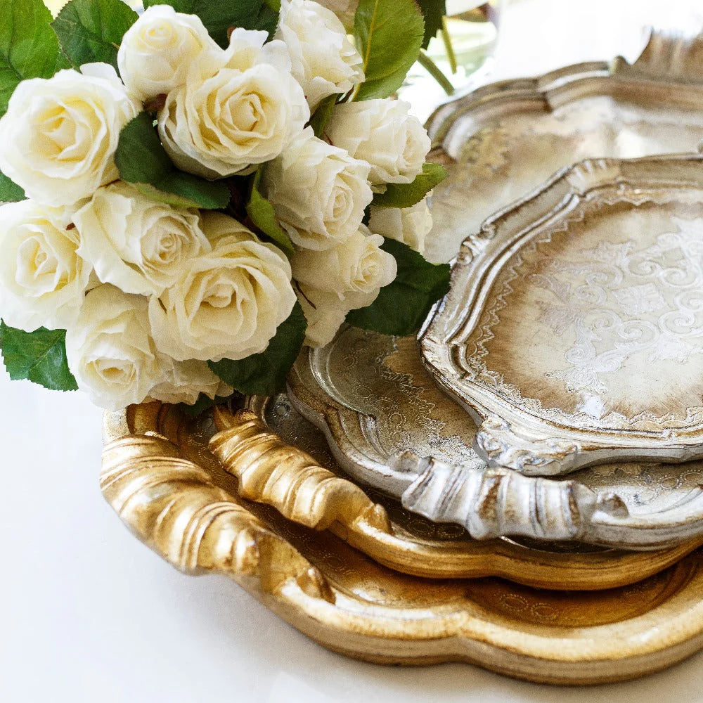 Florentino Wooden Tray Antique Silver/Gold