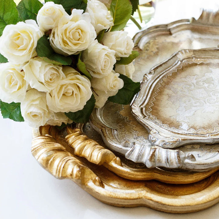 Florentino Wooden Tray Antique Silver/Gold