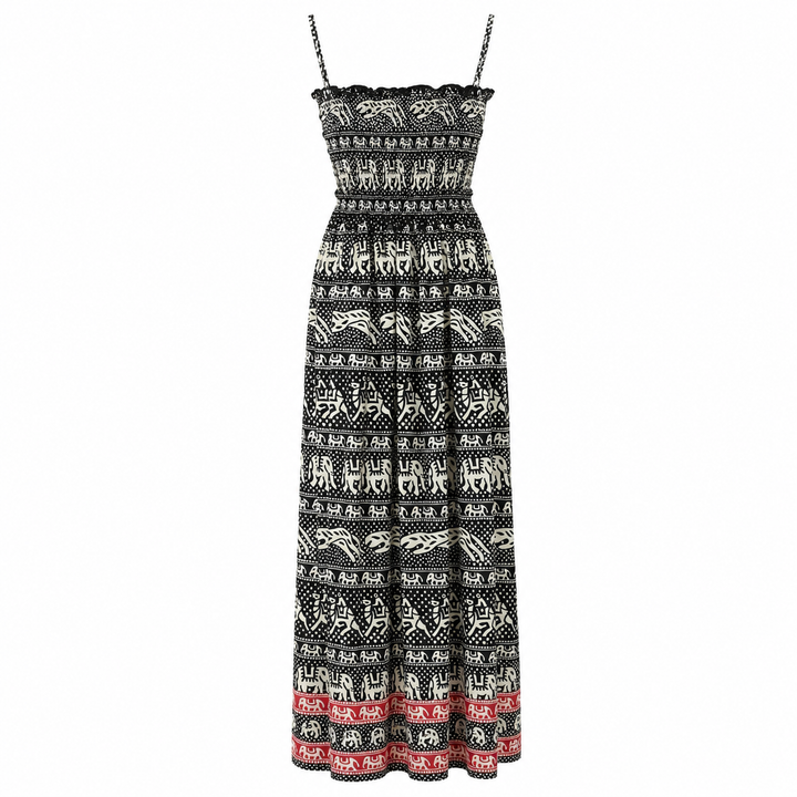 Black &amp; White Elephant Maxi Dress