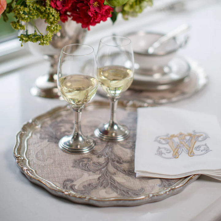 Florentino Damask Wooden Tray/Charger - Large