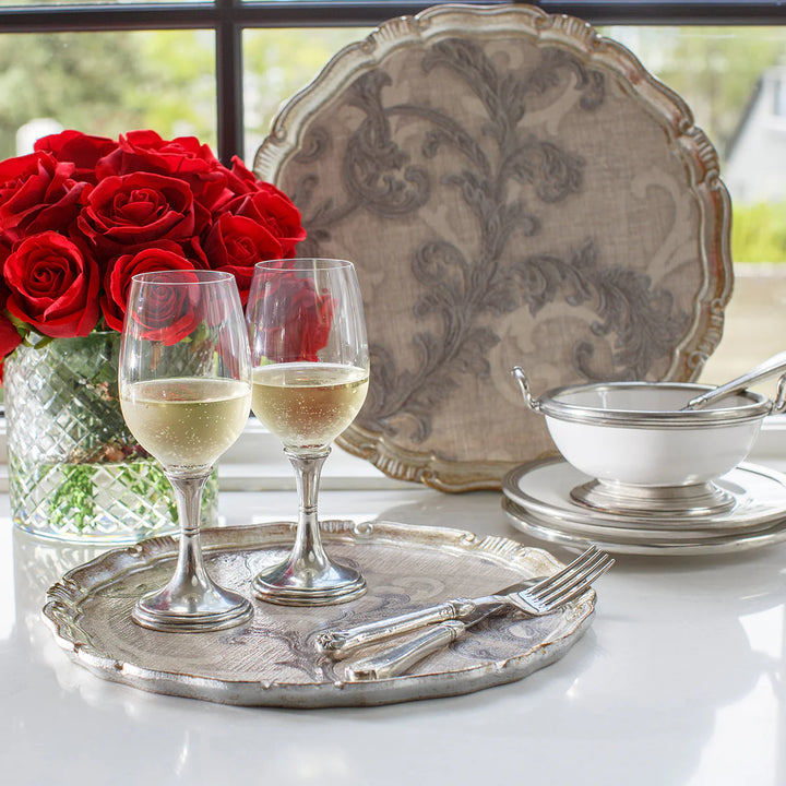 Florentino Damask Wooden Tray/Charger - Medium