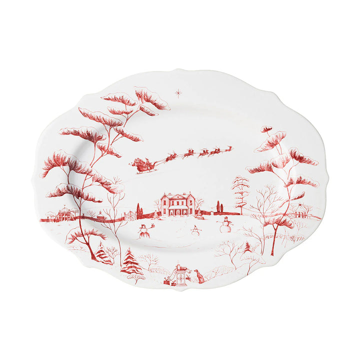 Country Estate Winter Frolic 15" Platter - Ruby