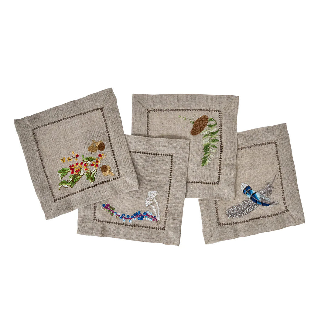 Forest Walk Cocktail Napkins Assorted Set/4 - Multi