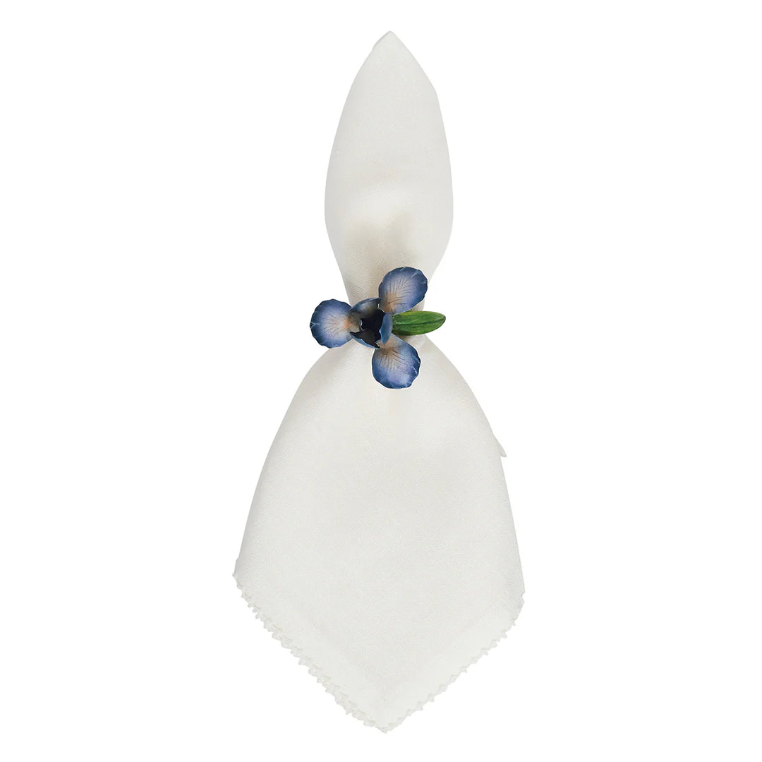 Meadow Walk Iris Napkin Ring Set/4 - Chambray
