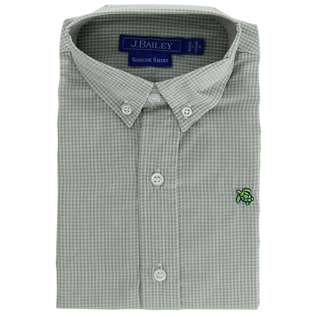 Roscoe Button Down - Celery Microcheck