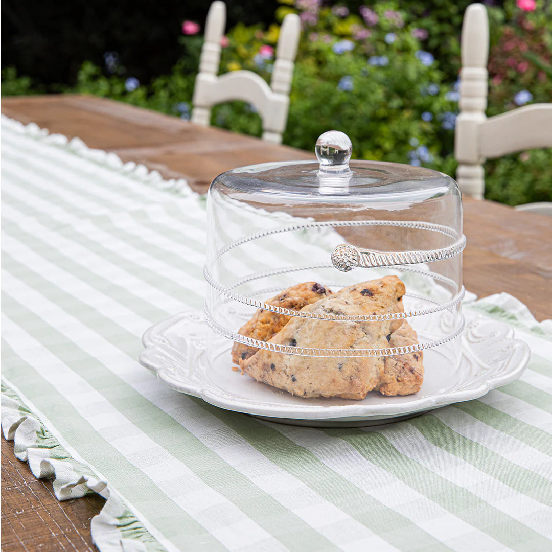 Gingham Ruffle 18" x 90" Table Runner - Seagrass