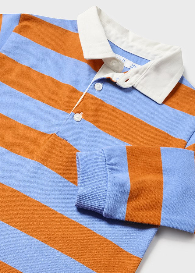 Orange & Blue Stripe Long Sleeve Polo