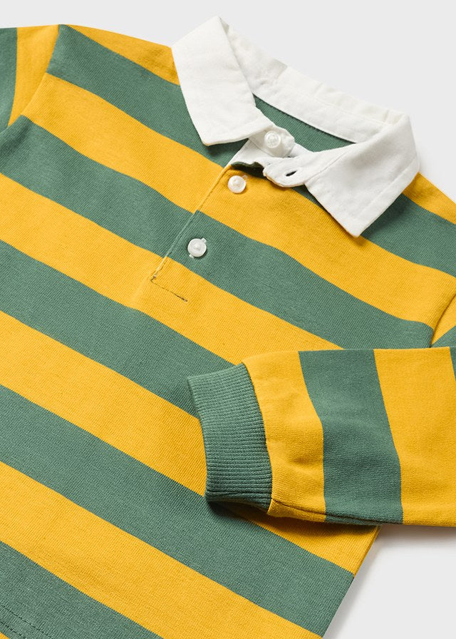 Green & Yellow Stripe Long Sleeve Polo