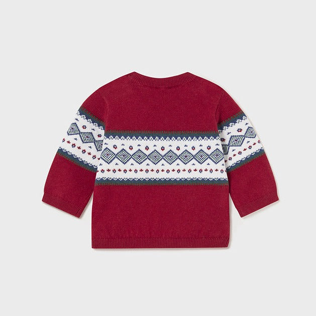 Newborn Boy Cherry Jacquard Sweater